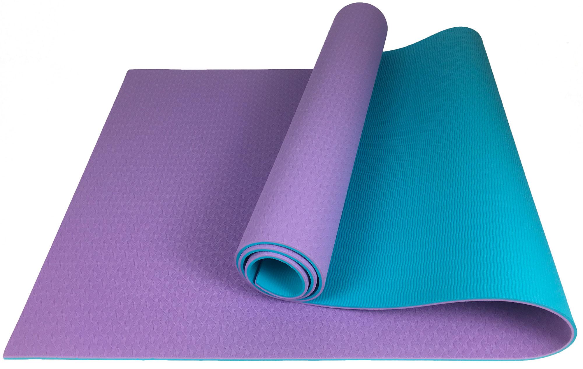 Коврик для йоги EasyFit TPE+TC двухслойный 183х61 см Фиолетовый/Мятный (EF-TP6VM)