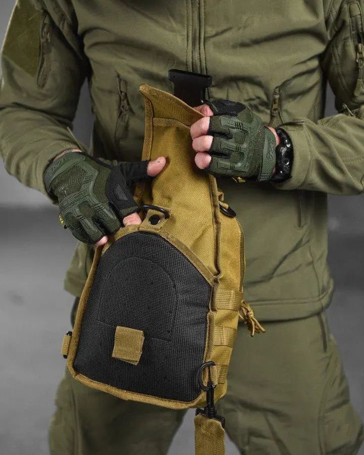 Рюкзак тактичний однолямковий Tactical із системою MOLLE 5 л Койот (095 coyote) - фото 5