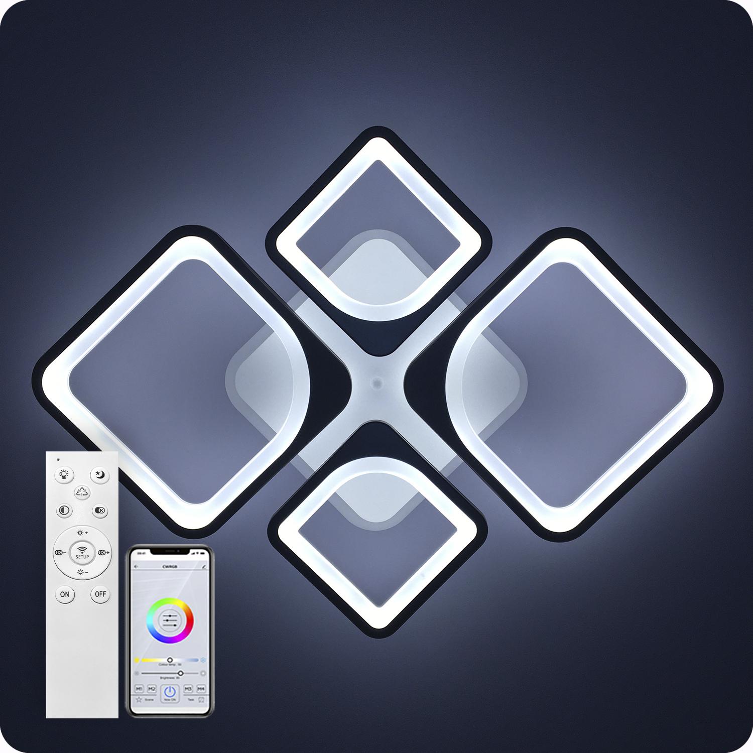 Люстра светодиодная 517 Light 3color с пультом 120 Вт Черный (01673) - фото 9