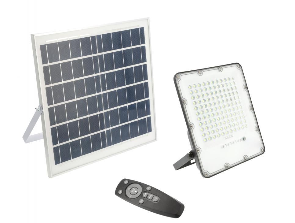 Прожектор светодиодный GTV BRAVOS солнечная панель с пультом 150W 1500 Lm 6400K IP65 (27803266)