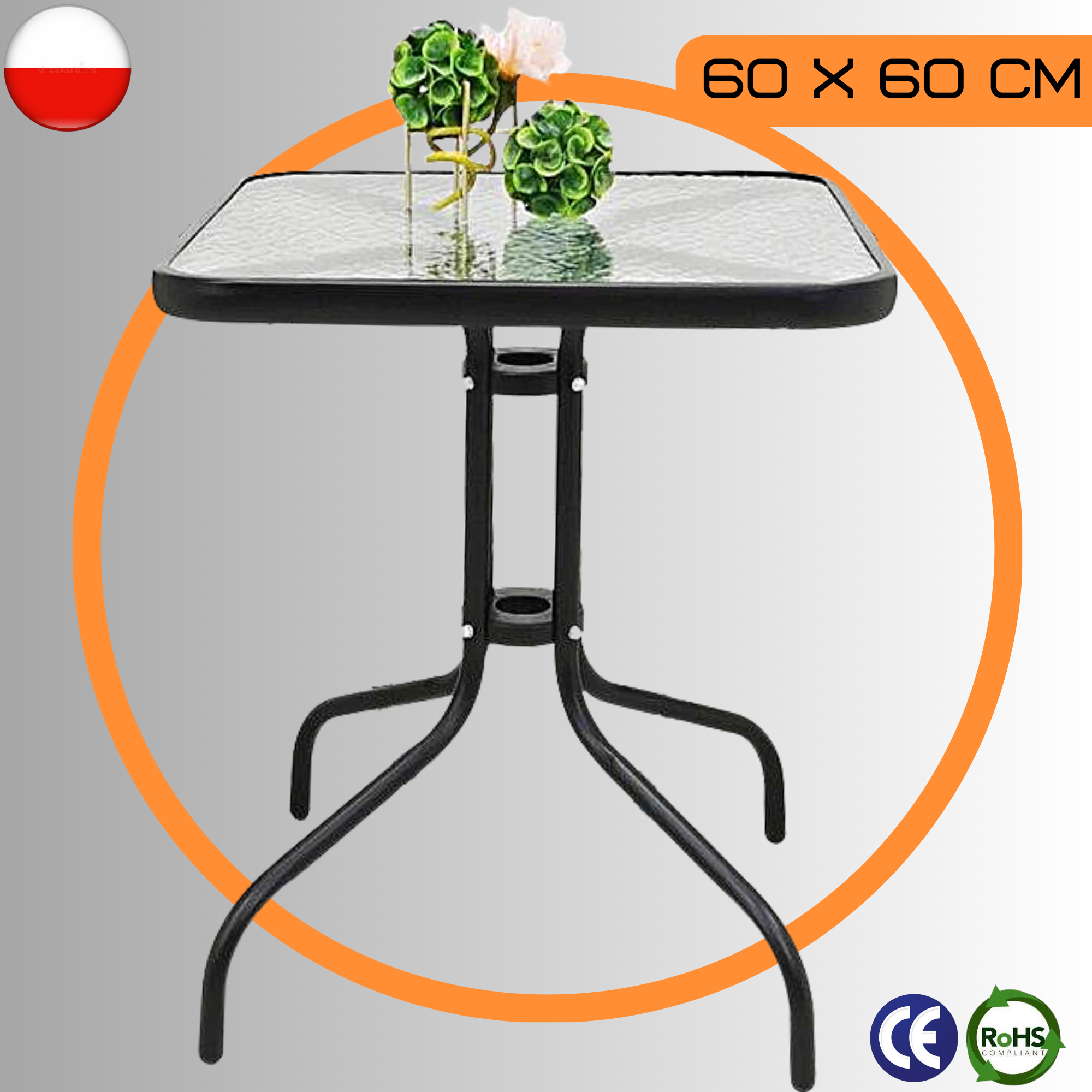 ᐉ Стол садовый Kontrast Majorka FI602 квадратный стеклянный 60 см ...