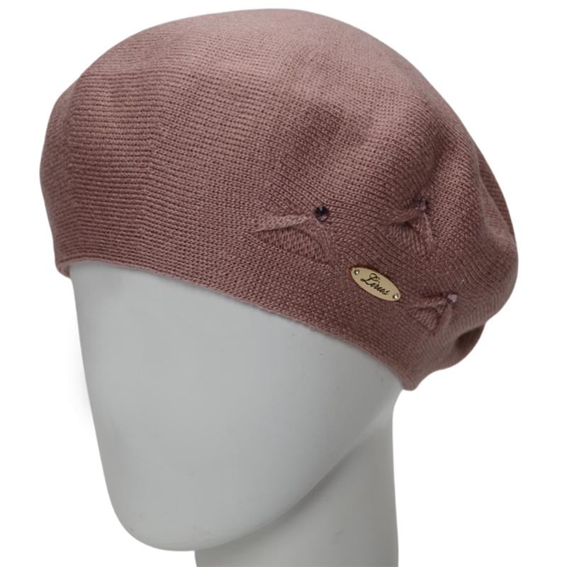 Берет жіночий Lirus Кристал осінній тонкої в'язки Пудровий