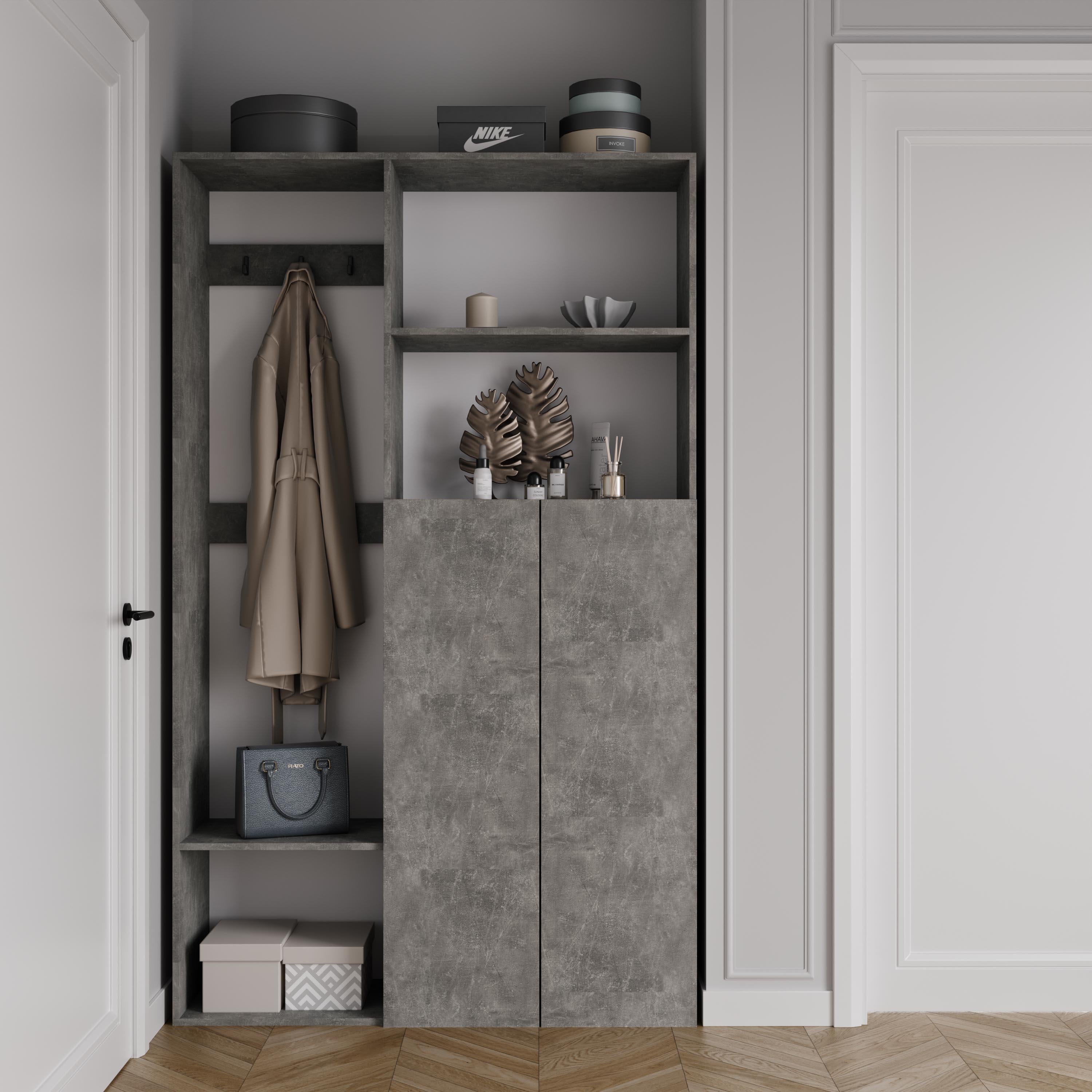 Прихожая с вешалкой и шкафчиком W-4 1200x350x2000 мм Бетон