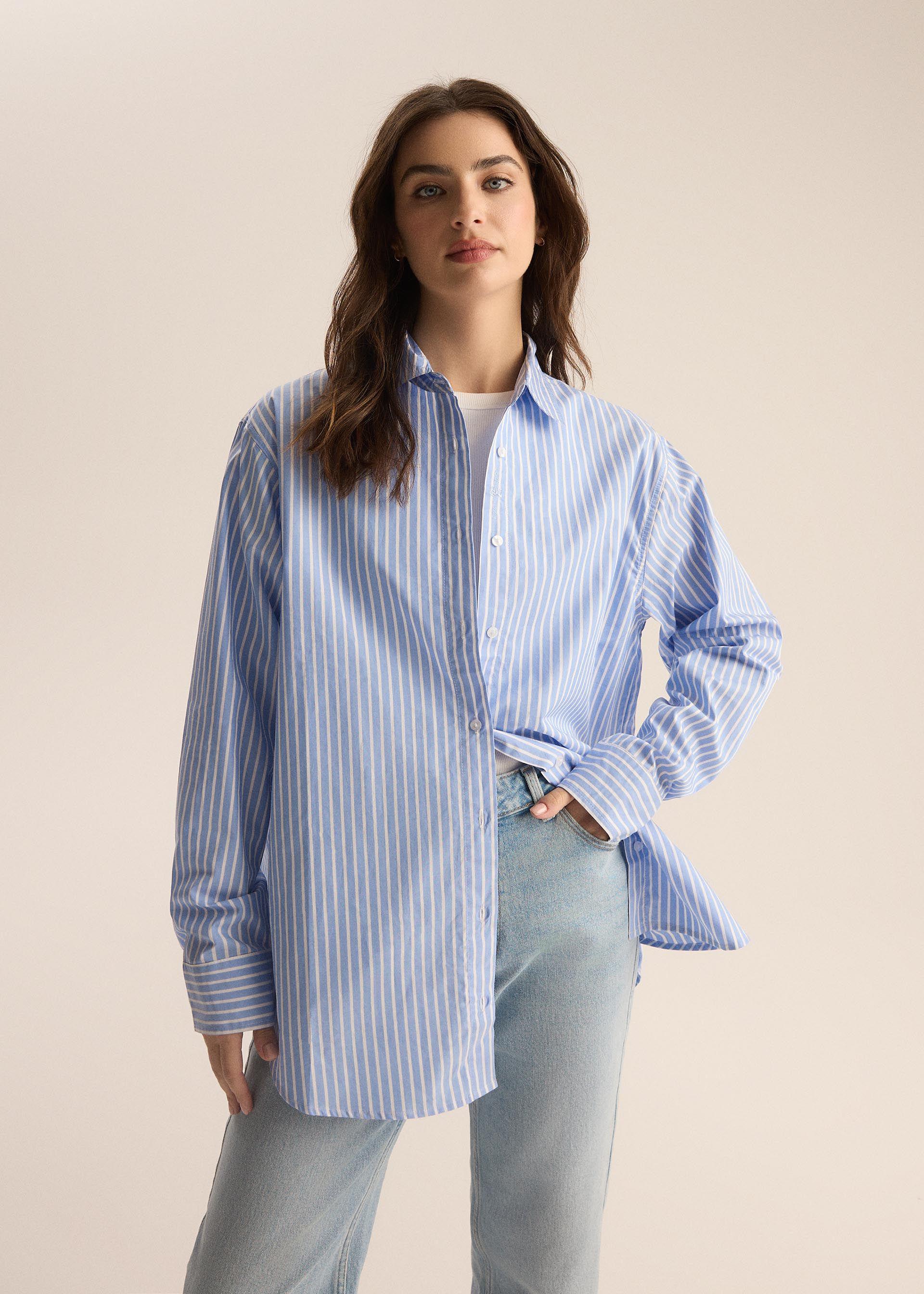 Рубашка женская Diverse WEI длинный рукав XL Голубой-белый (5905384177155)