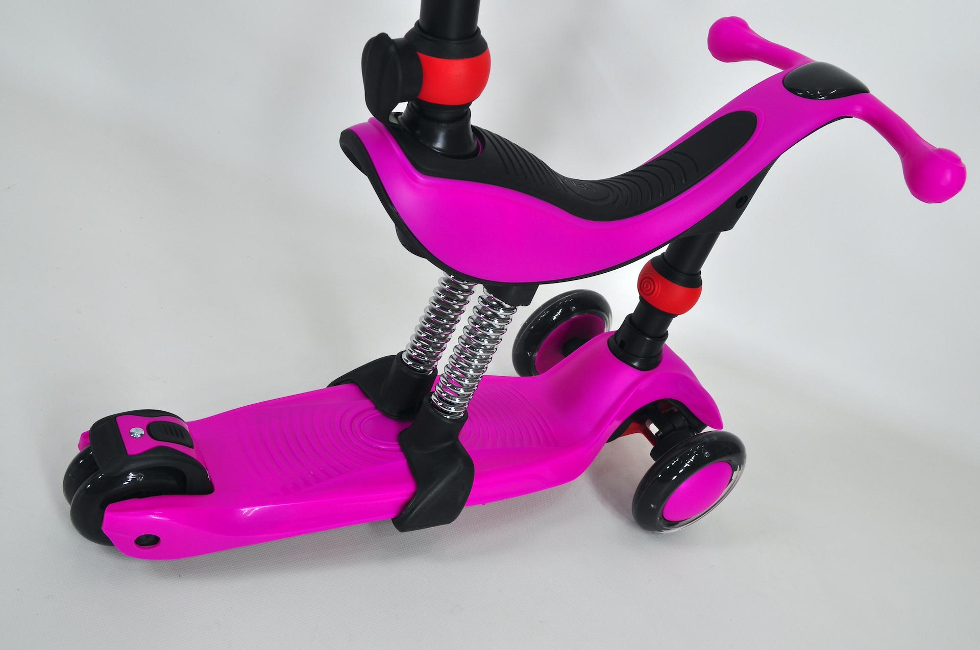 Самокат біговел Maraton Credo 3в1 дитячий триколісний з сидінням та батьківською ручкою Рожевий - фото 7