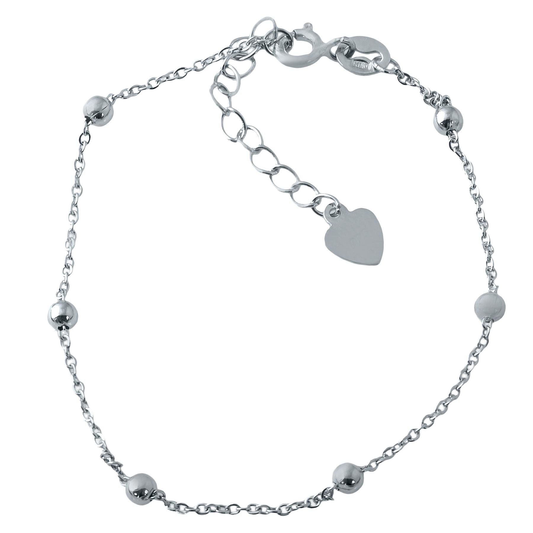 Браслет серебряный с минималистичным дизайном и серебряными шариками