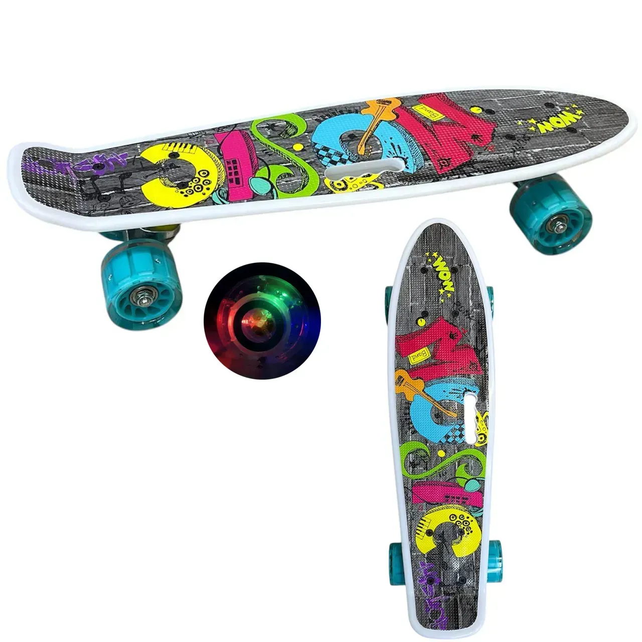 Пенніборд з колесами що світяться з ручкою для перенесення до 70 кг (26844861) - фото 2 Пенніборд з колесами що світяться з ручкою для перенесення до 70 кг (26844861) - фото 2