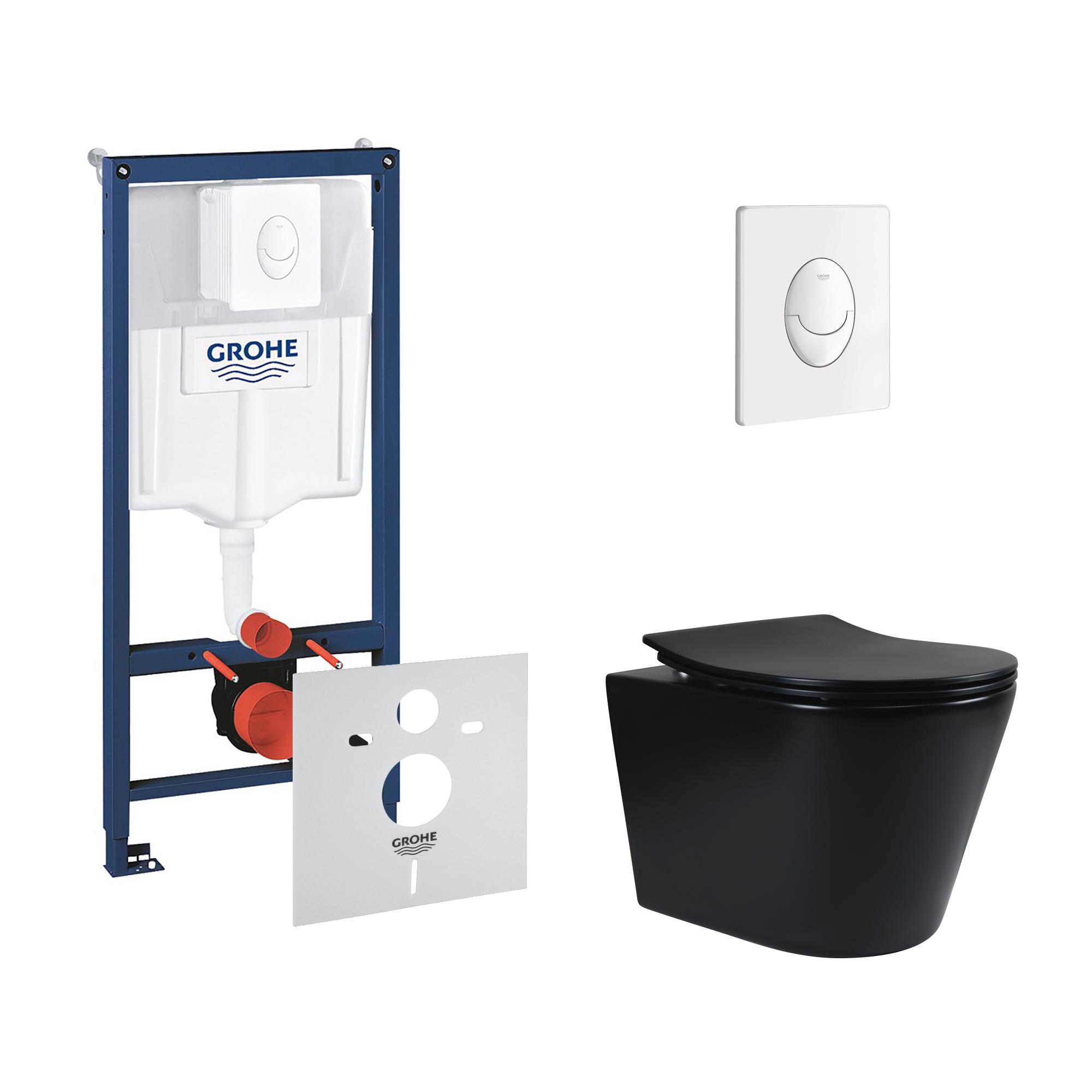 Комплект инсталляции Grohe Rapid SL 38722001QT1433053ERMB с унитазом кнопка Белый (116273)