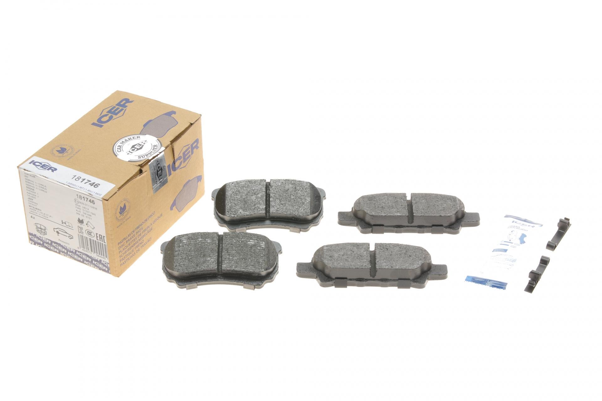 Колодки тормозные задние ICER для Mitsubishi Outlander/Lancer 03-/Jeep Compass/Patriot/Dodge Avenger 06- (181746)