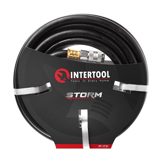 Шланг гумовий повітряний армований Intertool 20 атм 8х15 мм 10 м зі швидкороз'ємними з'єднаннями (PT-1731)