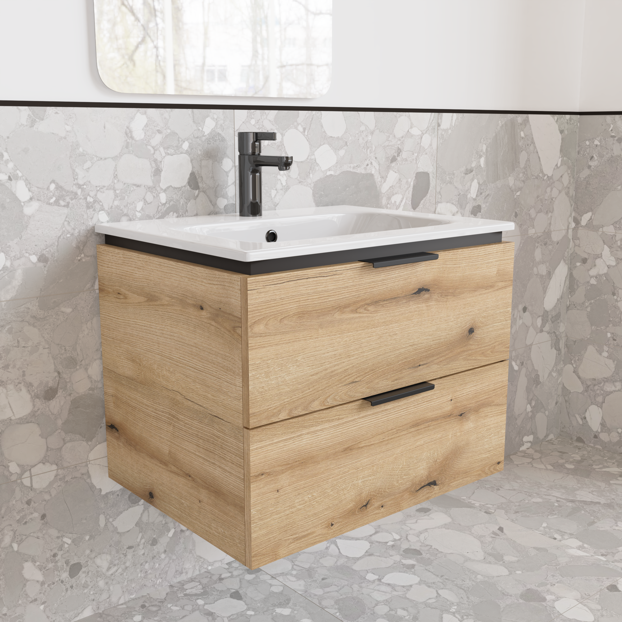 Тумба подвесная с раковиной MVK Vostok Icon 55 В2 550х450х530 мм Дуб Эвок (p255alb) - фото 2 Тумба подвесная с раковиной MVK Vostok Icon 55 В2 550х450х530 мм Дуб Эвок (p255alb) - фото 2