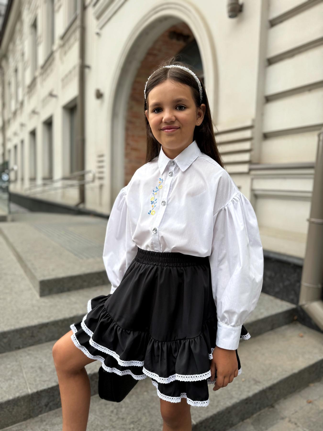 Блуза вышитая школьная IRmAS 1295 128 см Белый