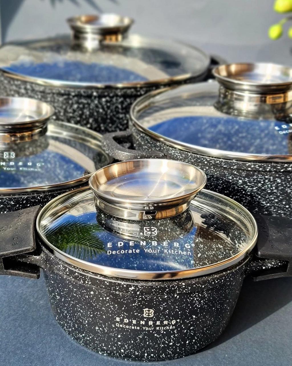 Набір казанів Edenberg із мармуровим антипригарним покриттям 4 шт. (EB-8142) - фото 4 Набір казанів Edenberg із мармуровим антипригарним покриттям 4 шт. (EB-8142) - фото 4