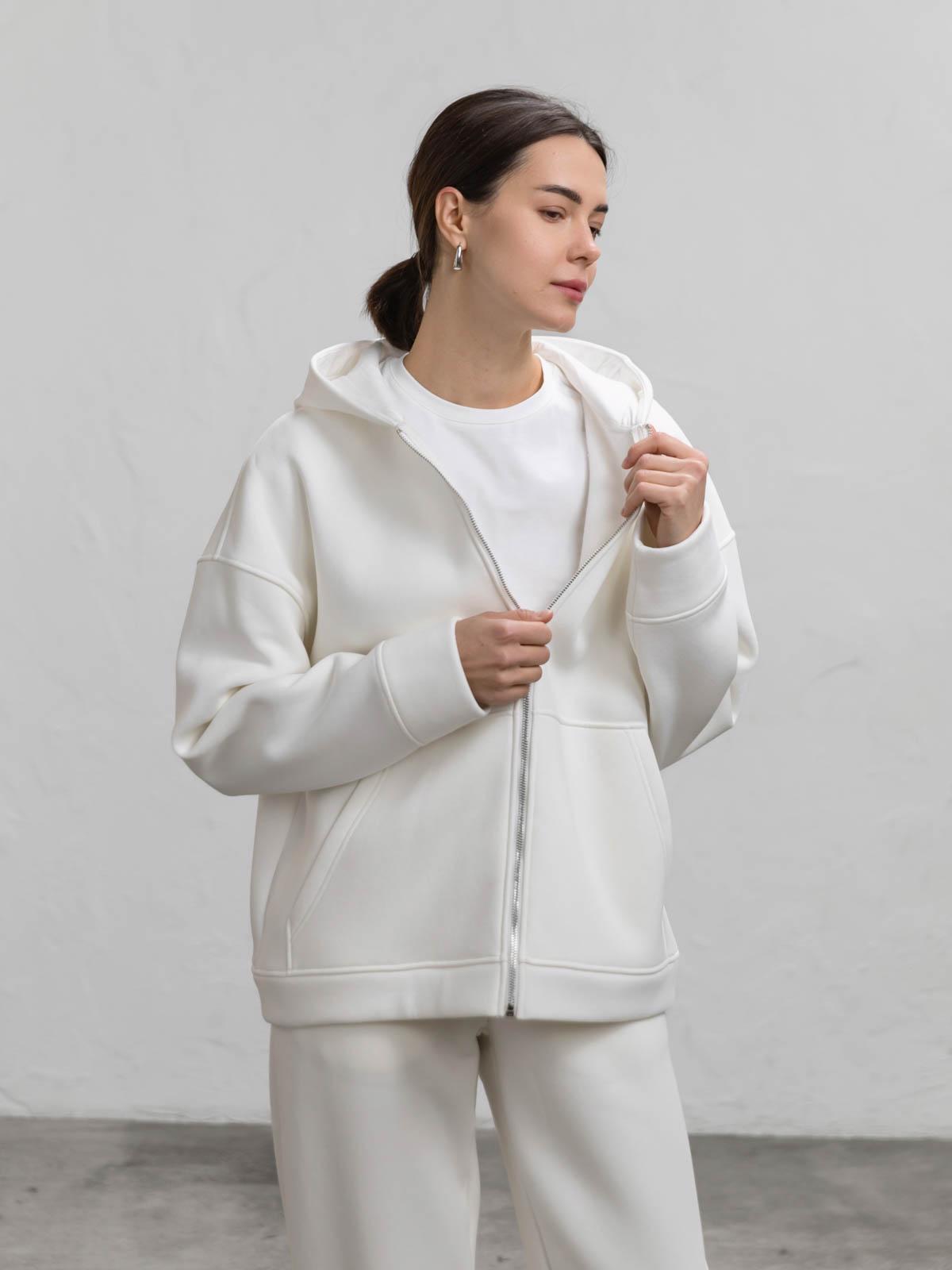 Худи женское с начесом на молнии FROMUS M/L Молочный (2646-17) - фото 3 Худи женское с начесом на молнии FROMUS M/L Молочный (2646-17) - фото 3