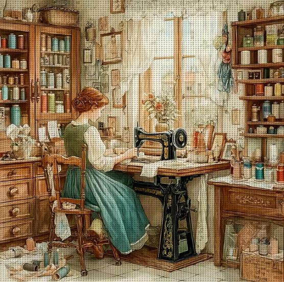 Набор для вышивки крестом JOZYSH Швея14CT канва Аида с нанесенным рисунком 40x40 см (2899159095)