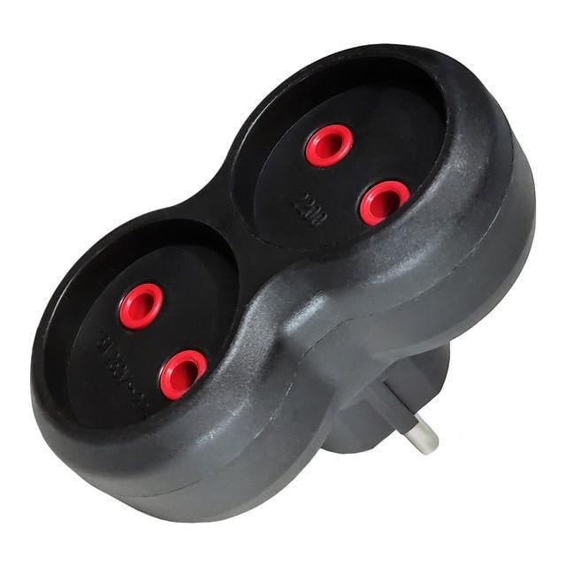 Мережевий перехідник подвійний Neomax NX1113 без заземлення Чорний (27848965)