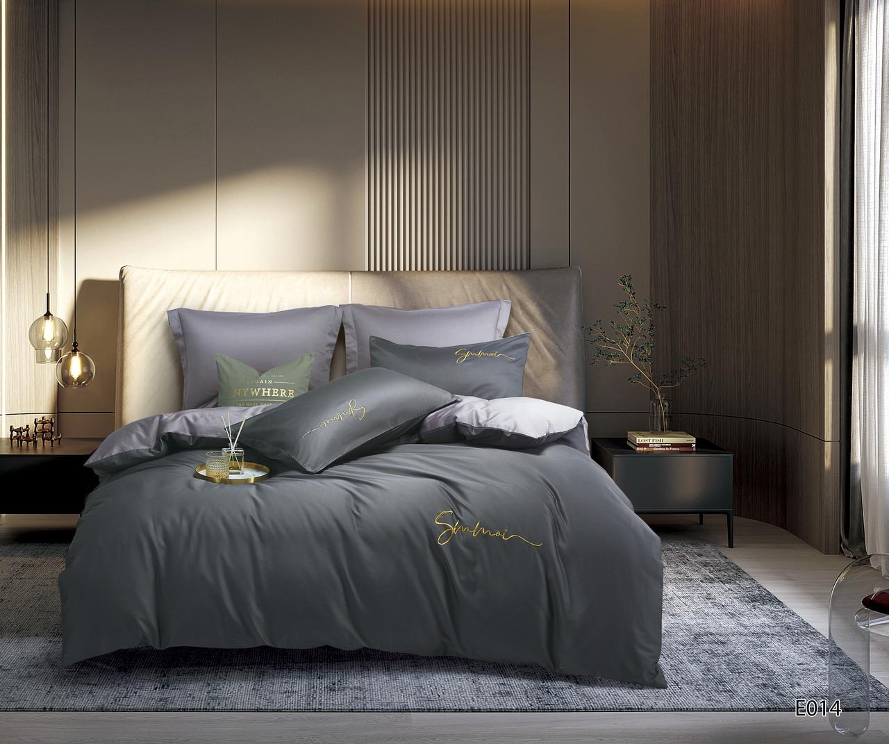 Постельное белье евро Vie nouvelle Embroidery сатин 200х220 см (E014)