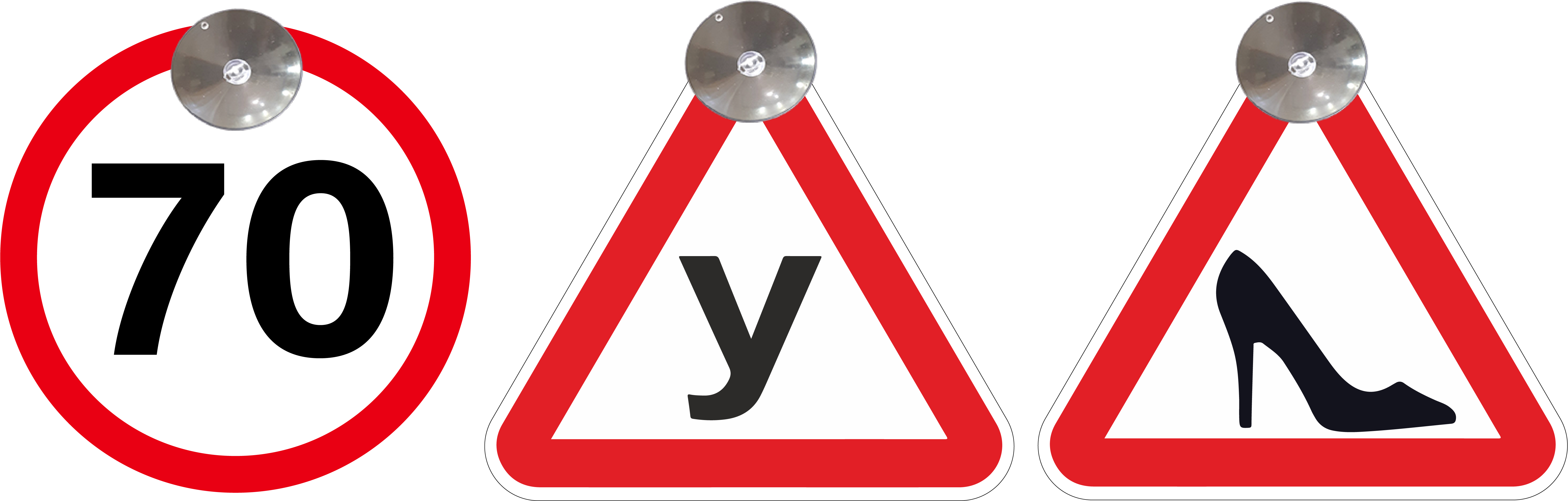Набор знаков на присоске для начинающего водителя "70"/"У"/Туфелька