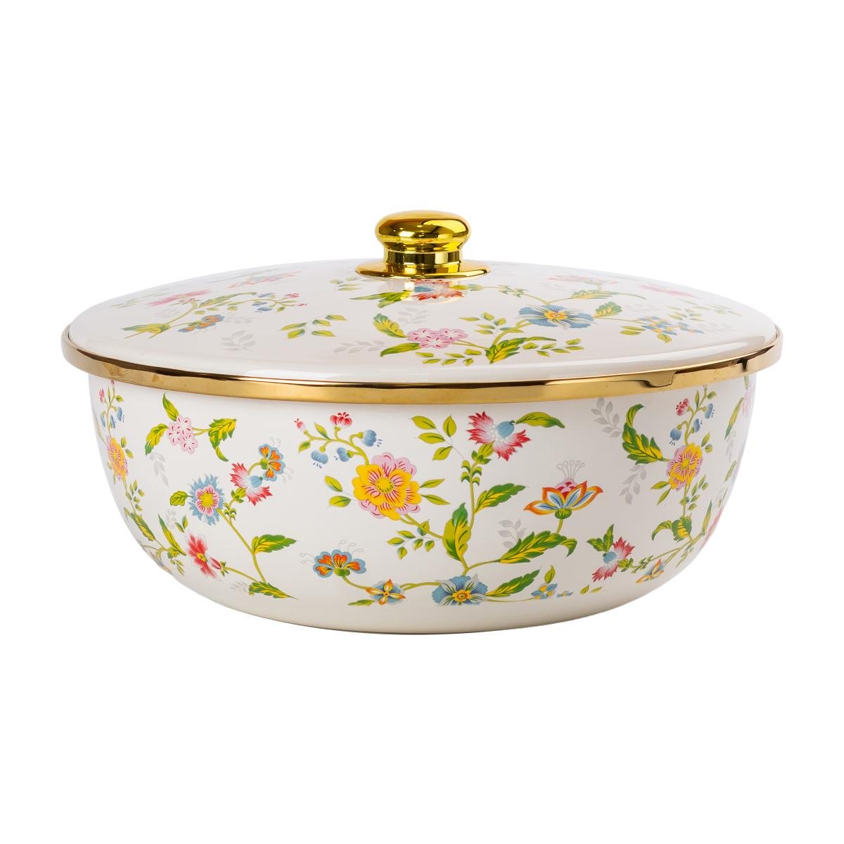 Кастрюля эмалированная в винтажном стиле Yiwu HP-2-113 без ручек с крышкой 5,5 л Белый (100-107-HP-2-113)