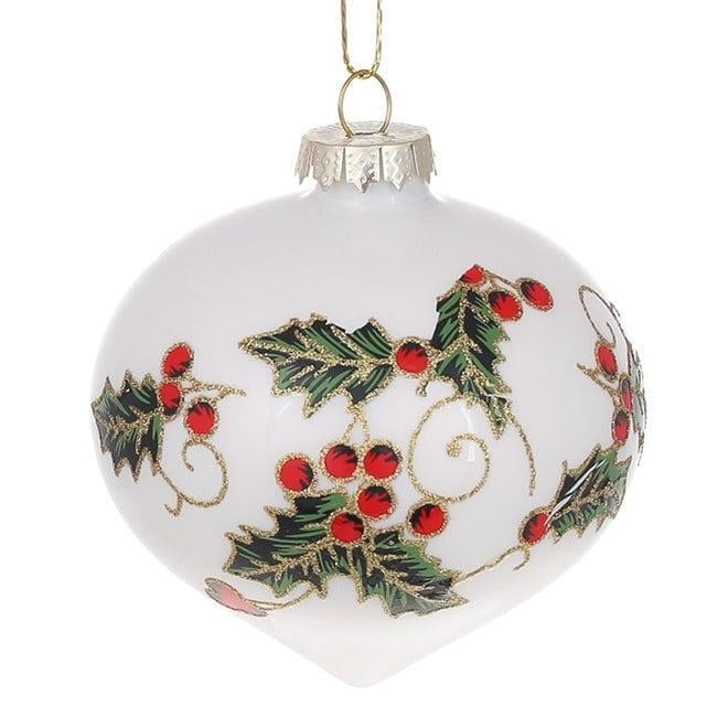 Набор стеклянных новогодних подвесок 8 см 6 шт. Белый (12593)
