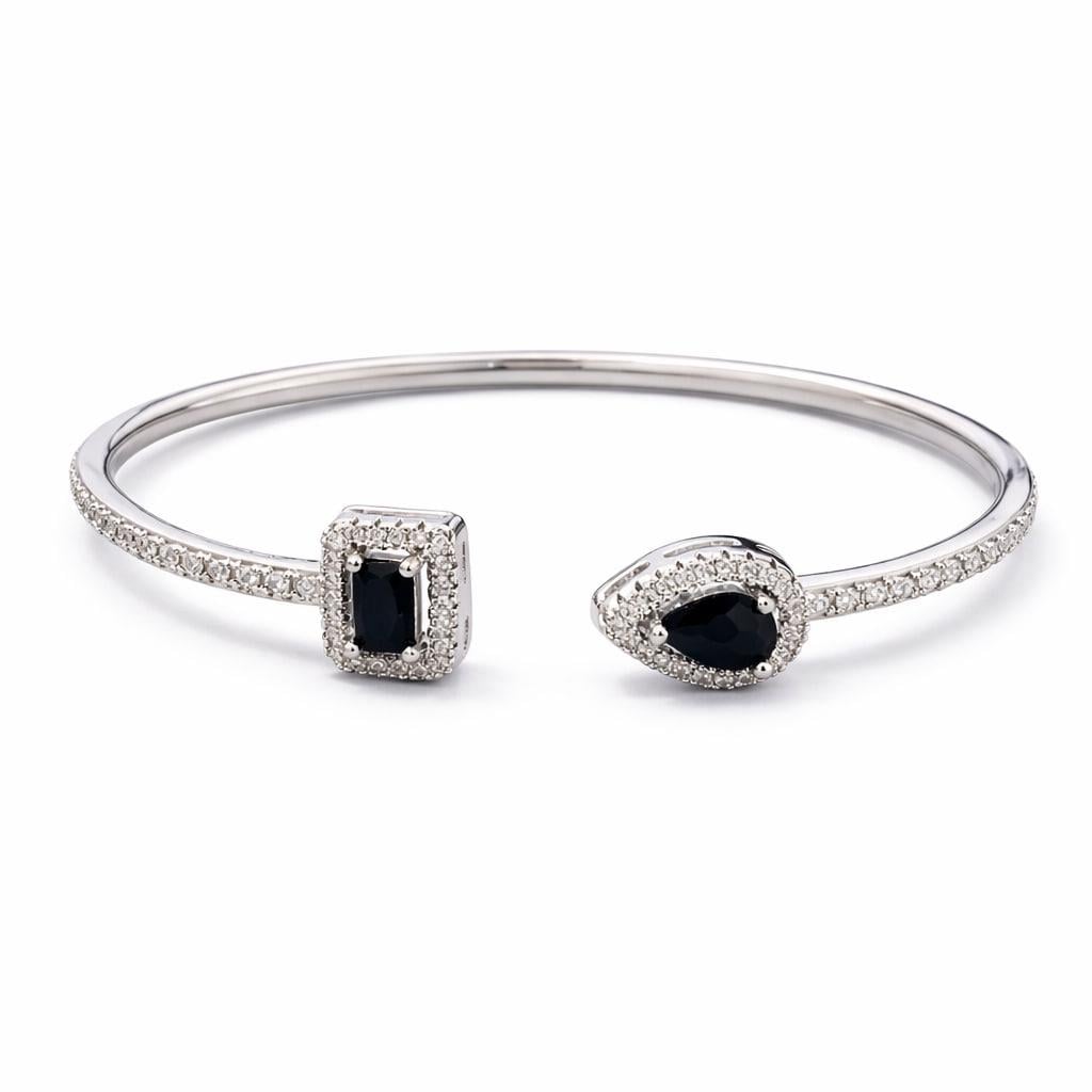 Браслет женский Квадрат/Капля Silver/Black (34016815)