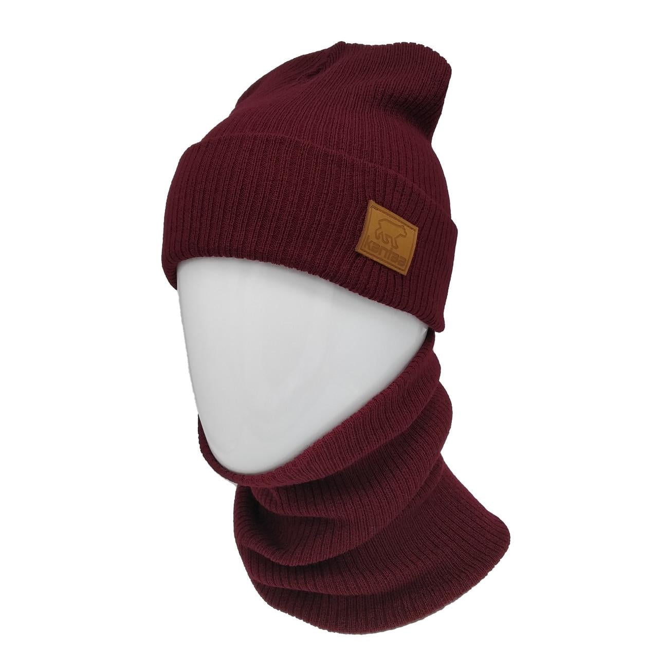 Вязаная шапка с Buff-снудом КАНТА MOD 2 унисекс размер 50-60 Бордо (OC-451)