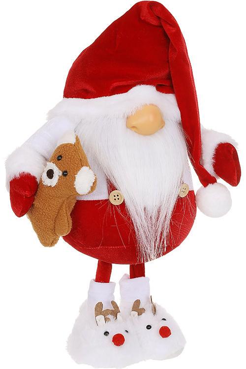 Игрушка мягкая Гном в пижаме с медвежонком 68 см Красный с белым