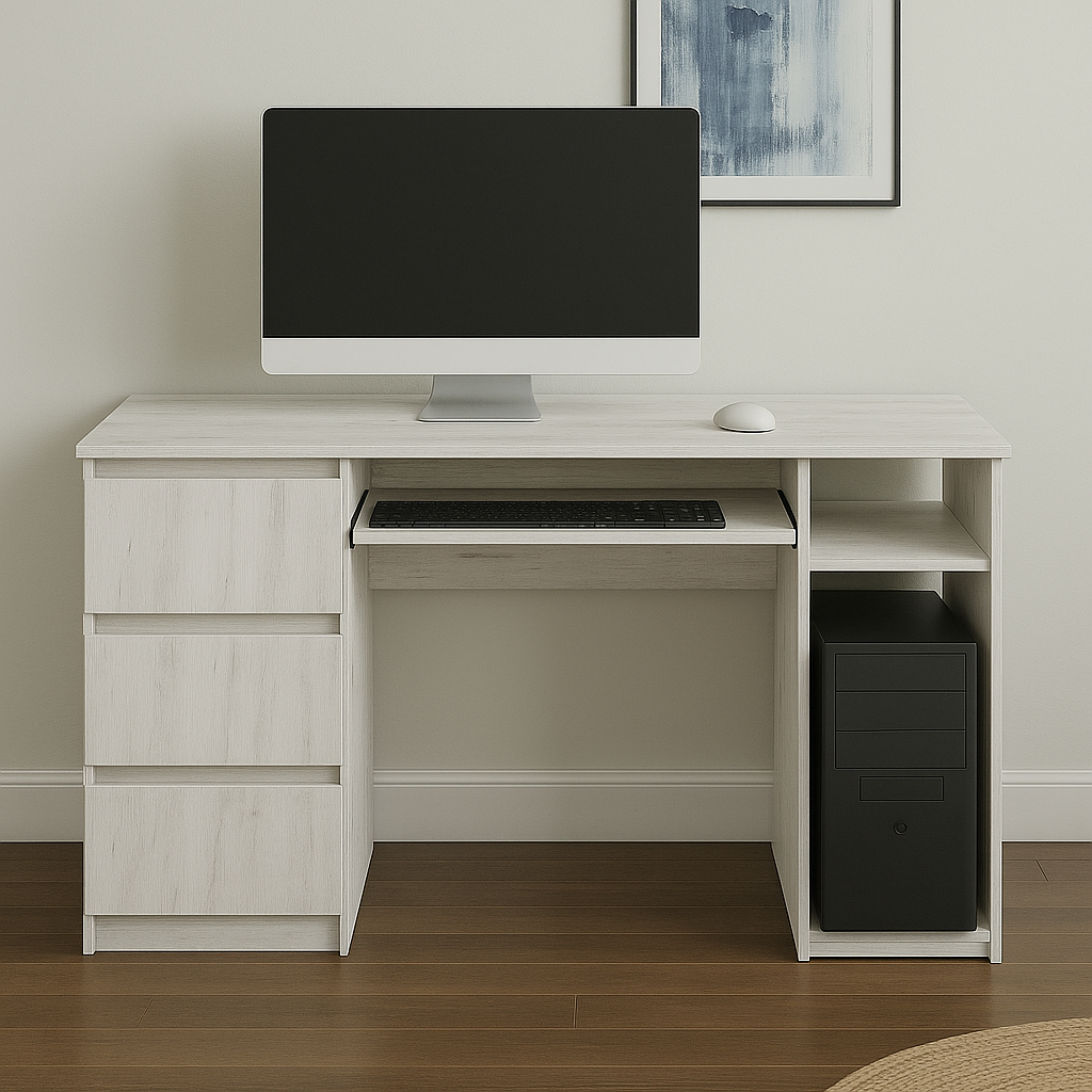 Стол компьютерный СК2 3Я SENAM 780х1300х600 мм ДСП Дуб Крафт Белый - фото 1