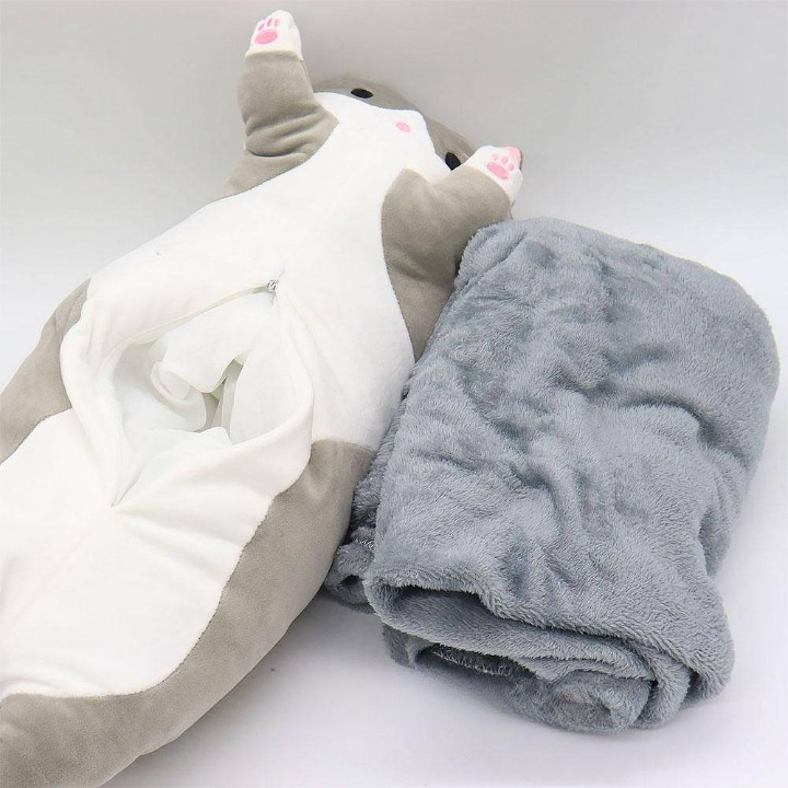 Мягкая игрушка с пледом Кот-батон 60 см 110х160 см Серый (2117-241) - фото 7