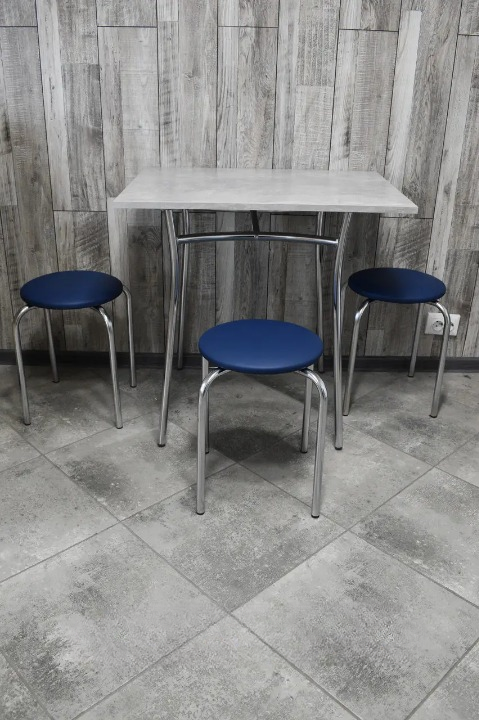 Кухонний комплект CHICO Тріо в хром-корпусі 60х80х75 см Бетон/Синій (28374669)