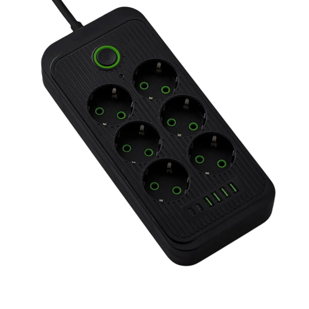 Фильтр-удлинитель сетевой с предохранителем/6 розетками/4 USB/1 Type-C 2500 Вт 5 м Черный (23678101) Фильтр-удлинитель сетевой с предохранителем/6 розетками/4 USB/1 Type-C 2500 Вт 5 м Черный (23678101)