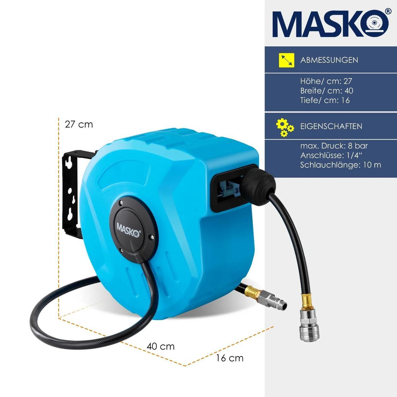 Шланг воздушный на автоматической катушке MASKO EU 1/4 барабан 10 м Синий - фото 4