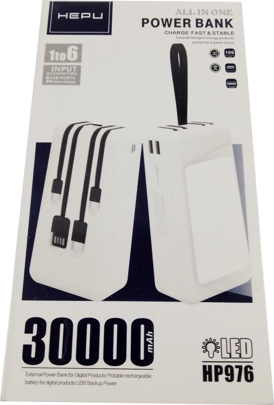 Внешний аккумулятор Hepu HP976 30000 mAh 2.1A 5W Белый (8918560)