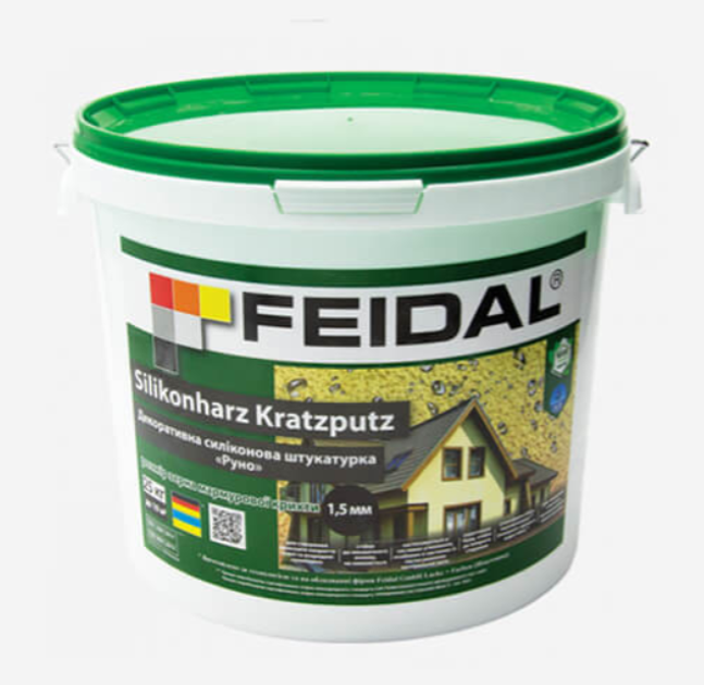 Штукатурка декоративная Feidal Silikonharz Kratzputz силиконовая структурная база 1,5 мм 25 кг Белый (1815841125)