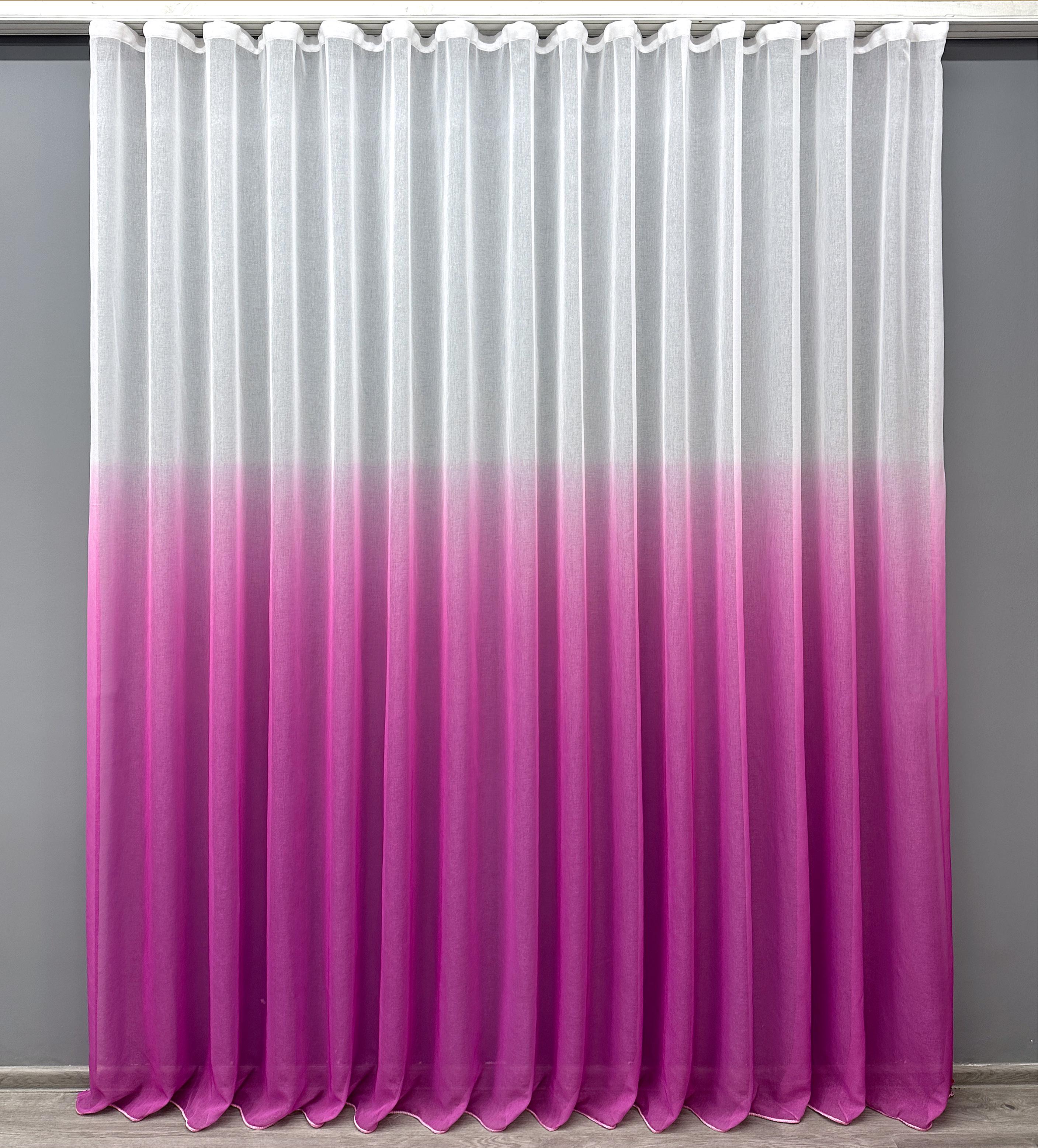 Тюль VR-Textil №504т Омбре Батист 300х250 см Темно-розовый/Белый (42-0509)