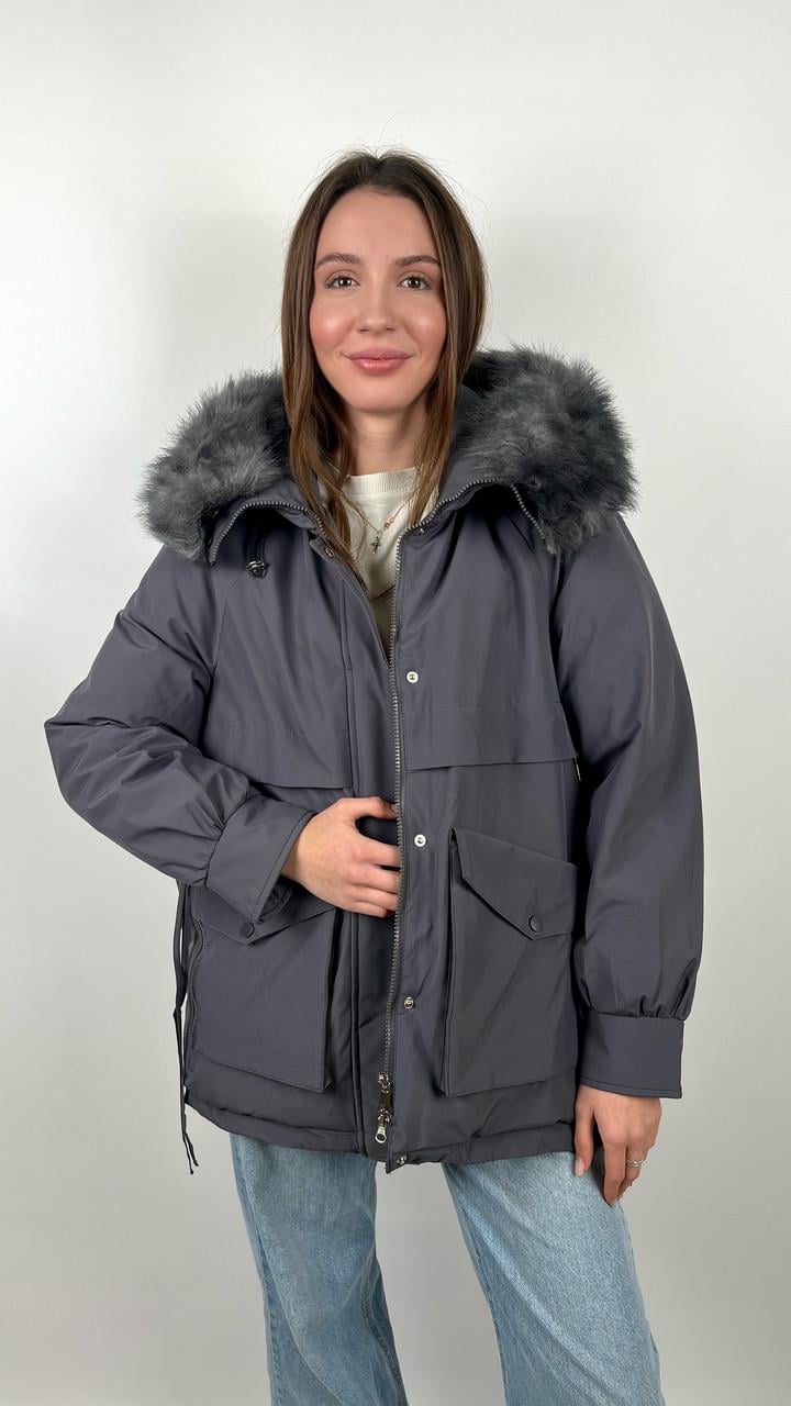 Куртка женская зимняя р. 42 Черный/Серый (#3065-10) Куртка женская зимняя р. 42 Черный/Серый (#3065-10)
