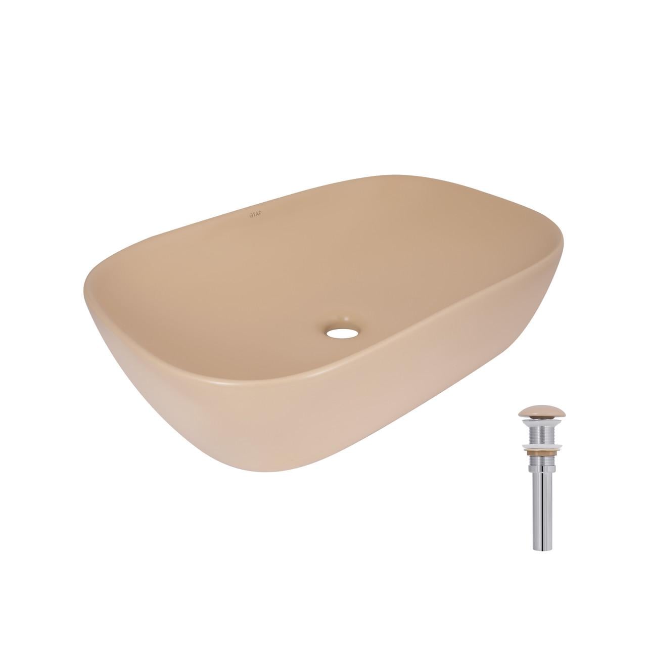Раковина накладна Qtap Robin прямокутна з донним клапаном 600x390x150 мм Beige (QTROB188SB49787) Раковина накладна Qtap Robin прямокутна з донним клапаном 600x390x150 мм Beige (QTROB188SB49787)
