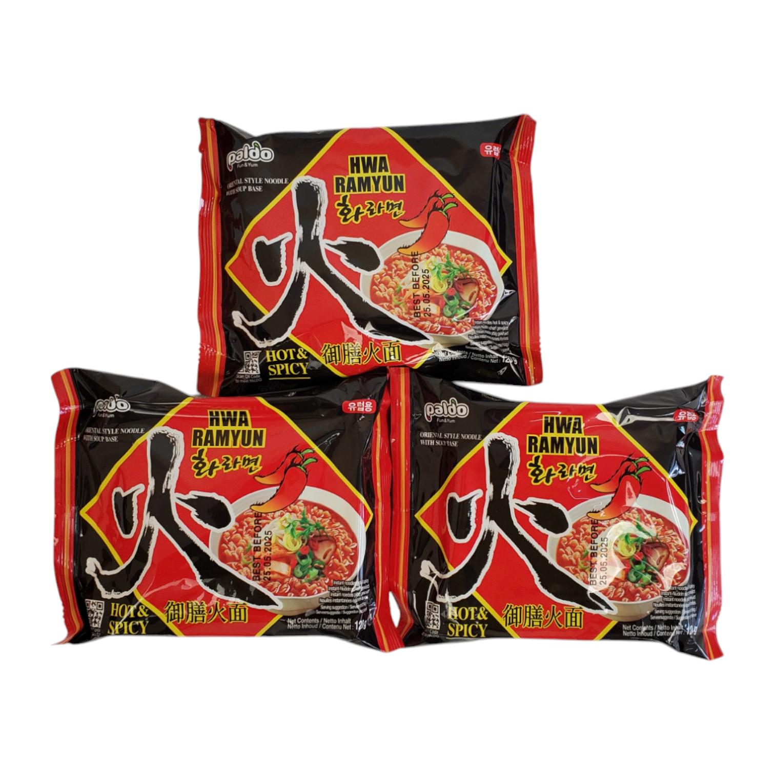 Набор лапша быстрого приготовления Paldo Hwa Ramyun пикантное тушеное мясо 120 г 3 шт. (SET3189214)