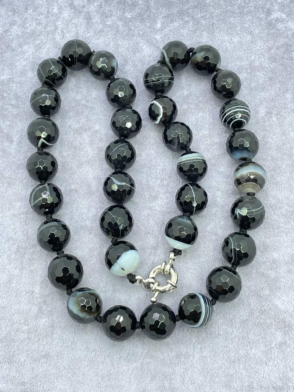 Бусы агат 11,5 мм 45 см Черный (9866)