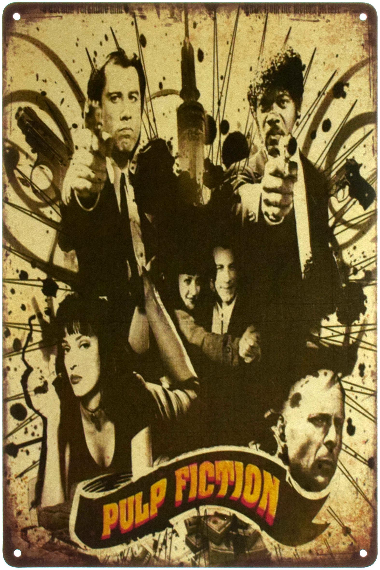 Табличка металлическая Криминальное Чтиво Персонажи/Pulp Fiction 20x30 см