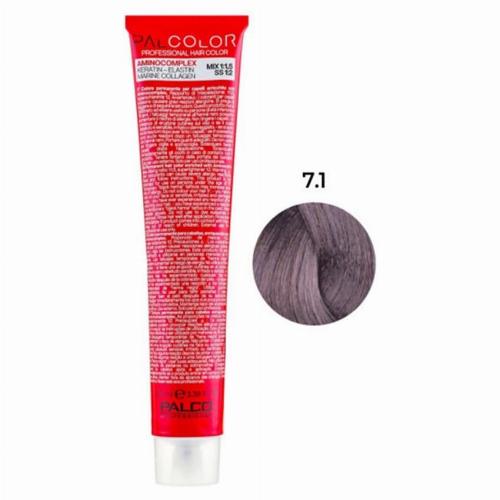 Крем-краска для волос профессиональная PALCO с комплексом аминокислот 100 мл 7.1 блонд средний пепельный (2518037075)