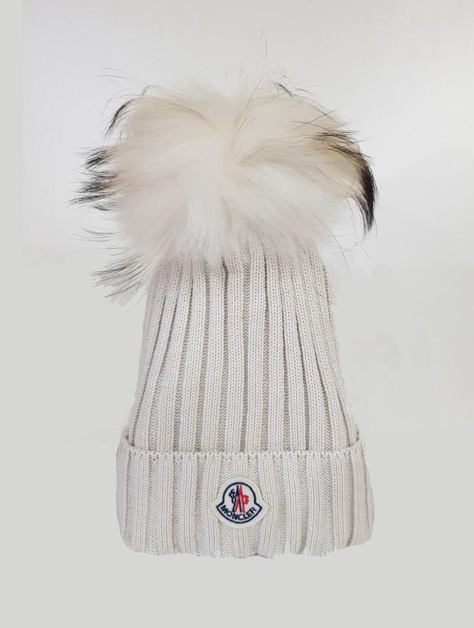 Шапка жіноча Moncler Patch Pompom Beanie Hat MB-10007-1 L Beige