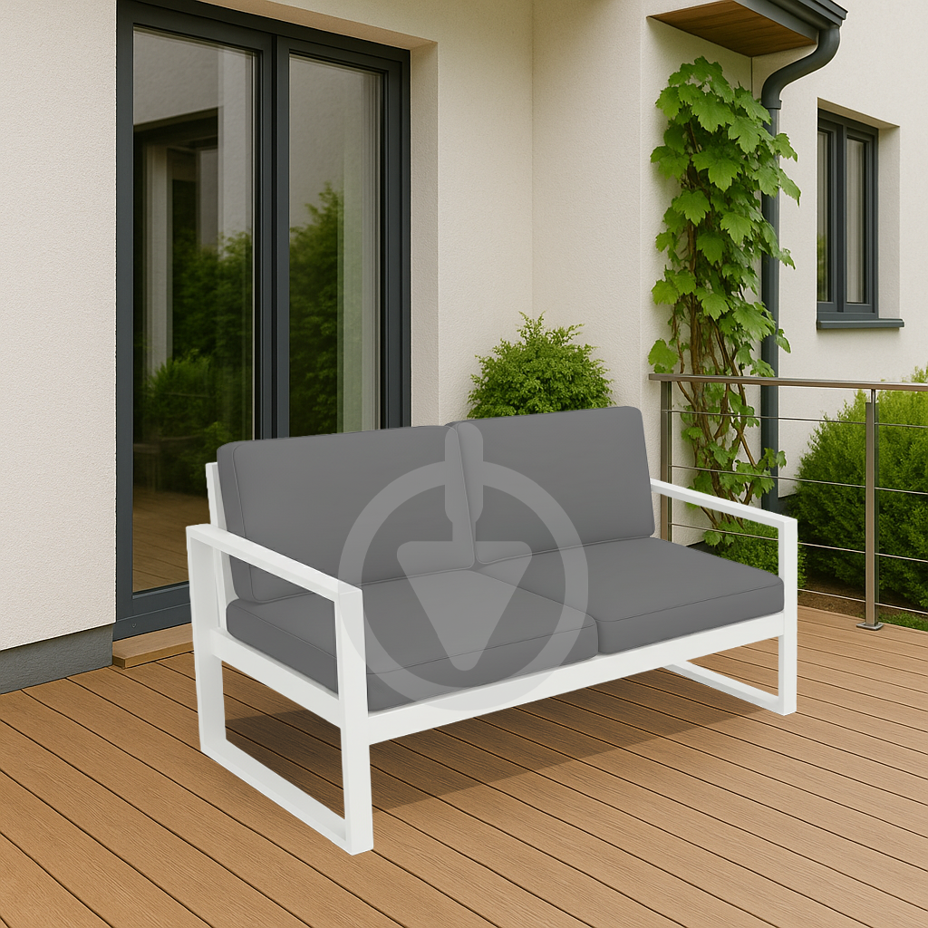 Диван металевий AVVS tech Бостон вуличний лофт з підлокітниками оксфорд 160 см Світло-сірий/Білий (30067116) - фото 4