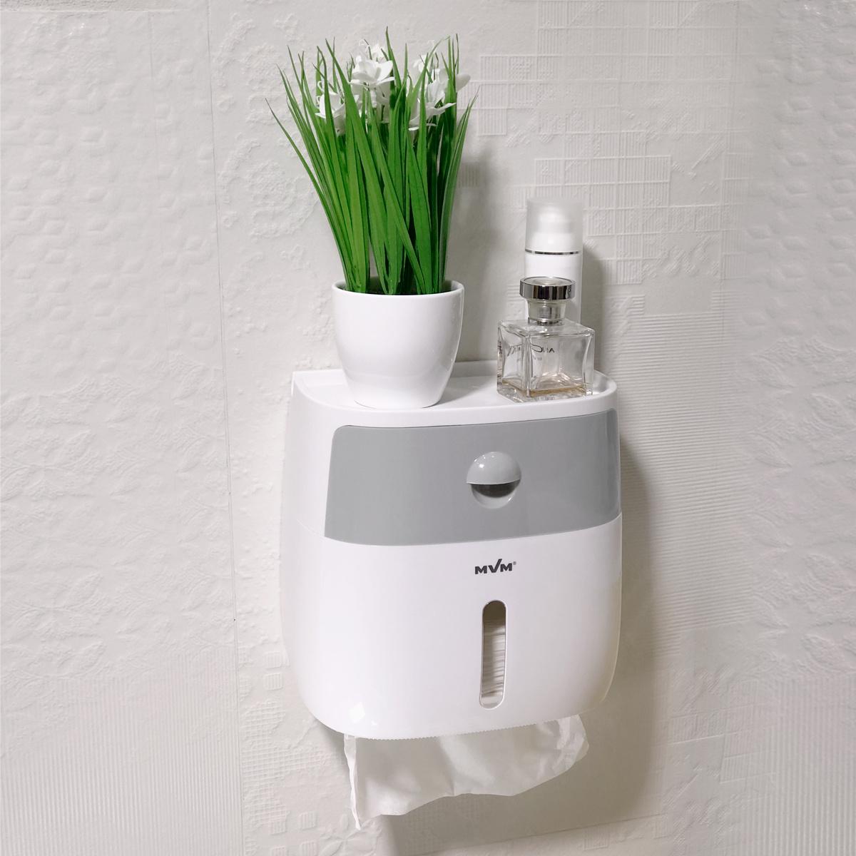 Держатель для туалетной бумаги MVM BP-16 white/gray с крышкой Серый (211142) - фото 6