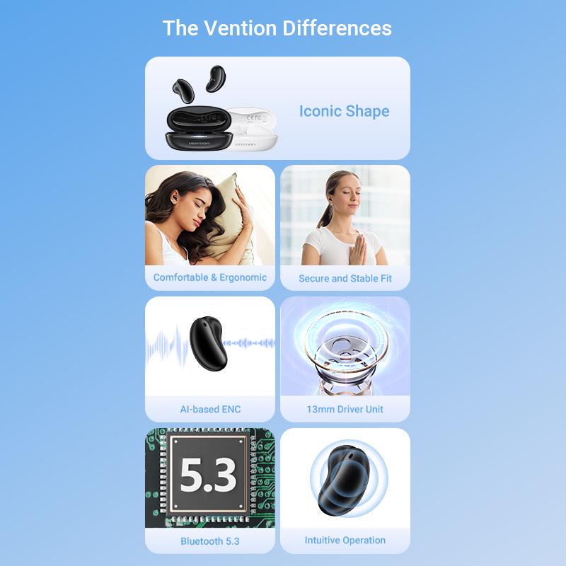 Навушники бездротові Vention Tiny T11 Bluetooth 5.3 з AI-шумозаглушенням TWS 13 мм 25 год відтверення AAC/SBC Hi-Fi Чорний (NBJB0) - фото 3 Навушники бездротові Vention Tiny T11 Bluetooth 5.3 з AI-шумозаглушенням TWS 13 мм 25 год відтверення AAC/SBC Hi-Fi Чорний (NBJB0) - фото 3