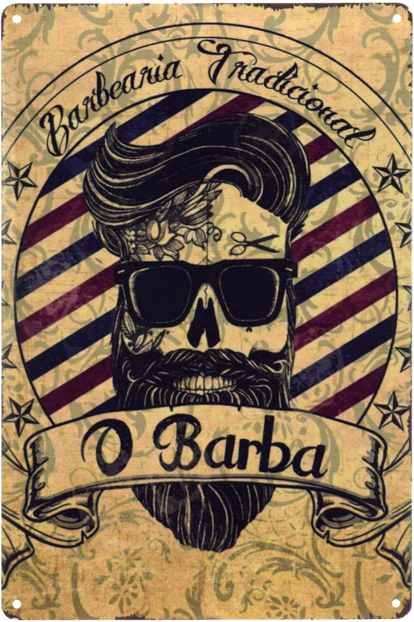 Табличка металева Барбершоп/Barber Shop Barbearia Tradicional O Barba 20x30 см