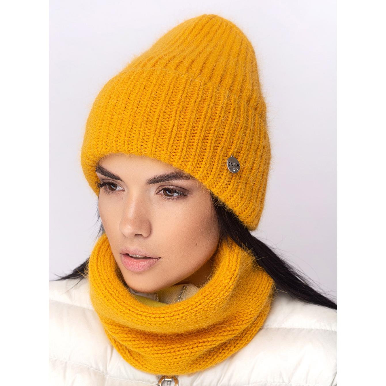 Комплект шапка со снудом женский Leks ЮТИКА ангоровый One size Янтарный (141955)