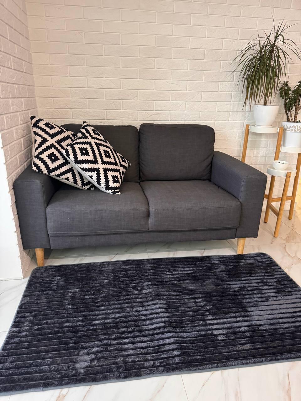 Ковер прорезиненный с длинным ворсом 150х200 см Черный (Д-sharpey-kover-001-04)