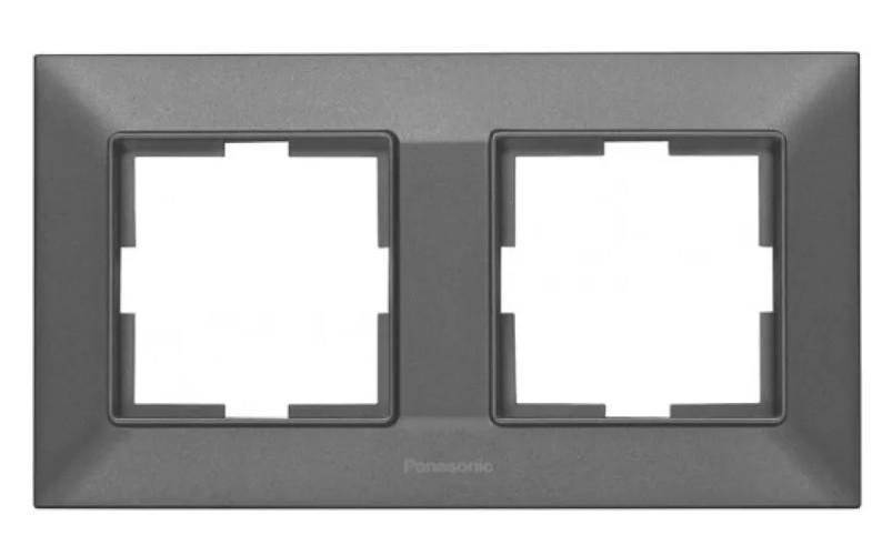 Рамка для розеток подвійна горизонтальна Panasonic Arkedia Slim WNTF08022DG-UA Димчастий