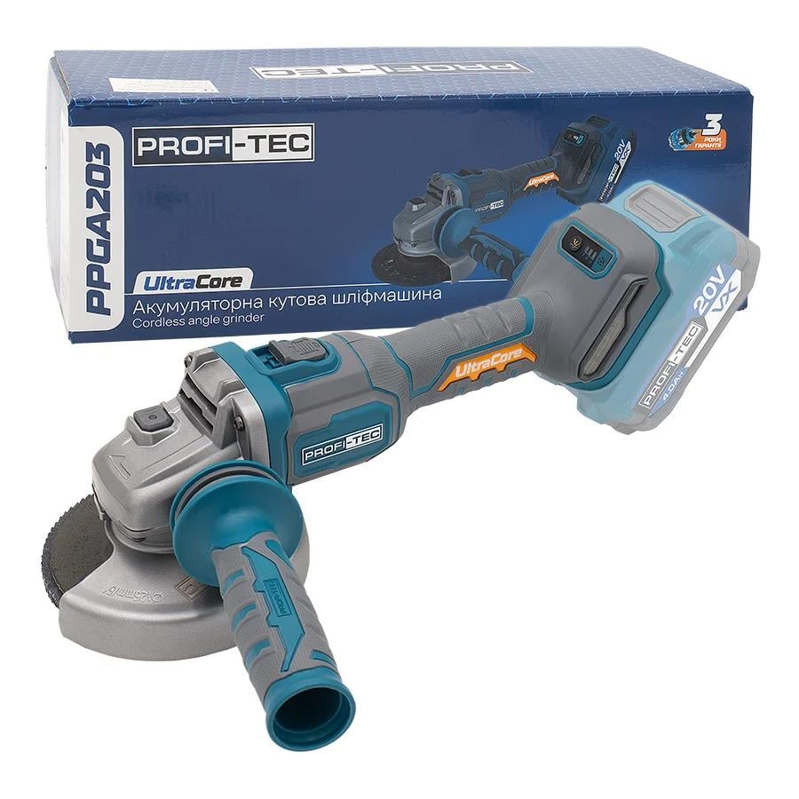 Болгарка потужна PROFI-TEC PPGA203 UltraCore без акумулятора та зарядного пристрою Сірий (GR-06607)
